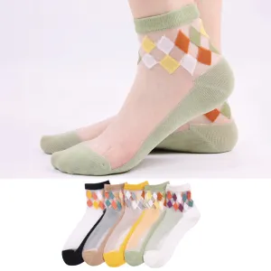 Stylish Rhombus Ankle Socks(5 Pairs)