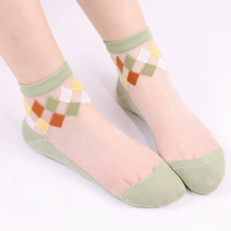 Stylish Rhombus Ankle Socks(5 Pairs)