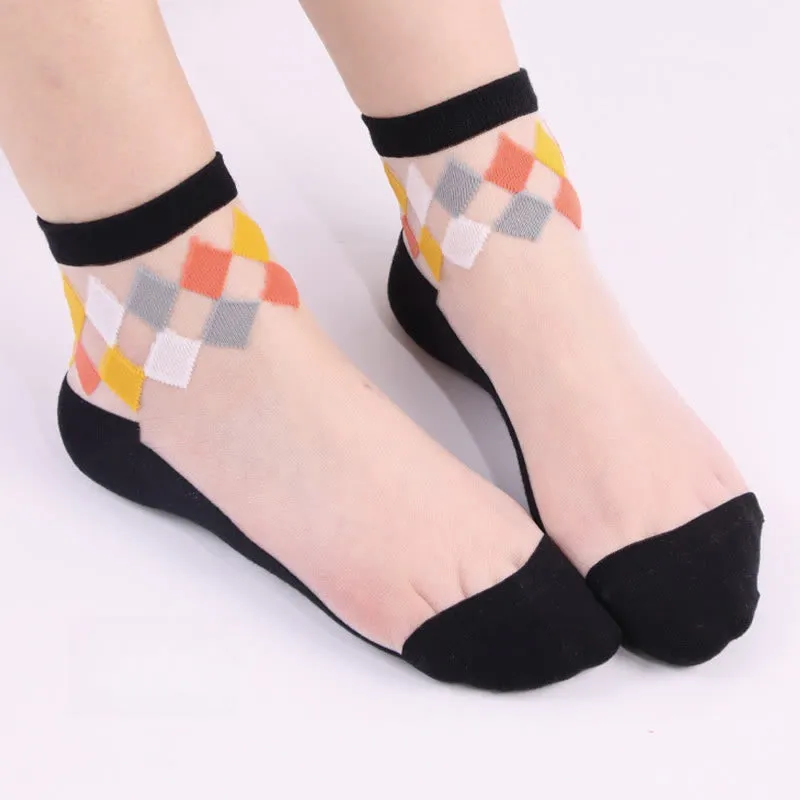 Stylish Rhombus Ankle Socks(5 Pairs)