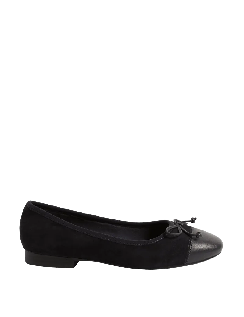 Suede Bow Flat Ballet Pumps