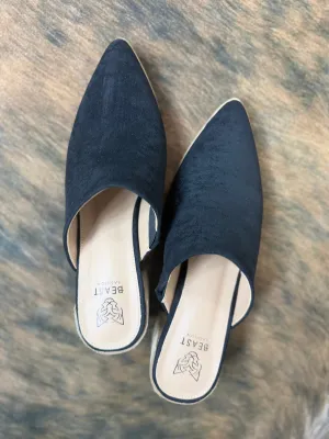 Suede Mule Heels - BLACK