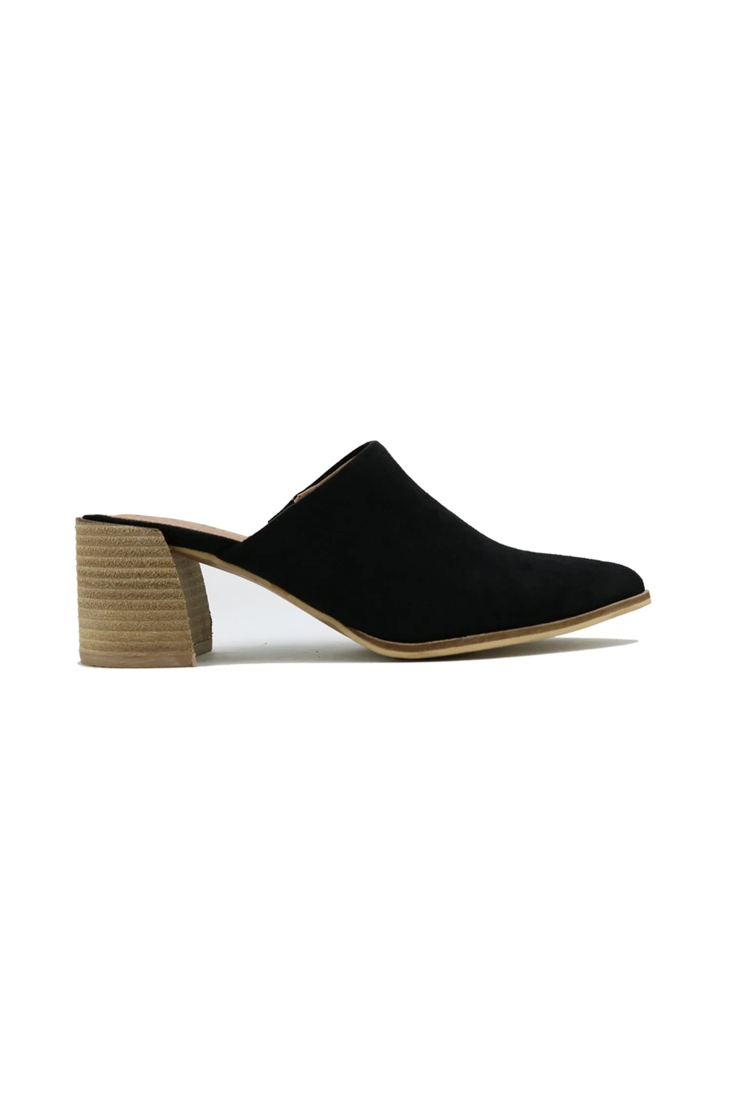 Suede Mule Heels - BLACK