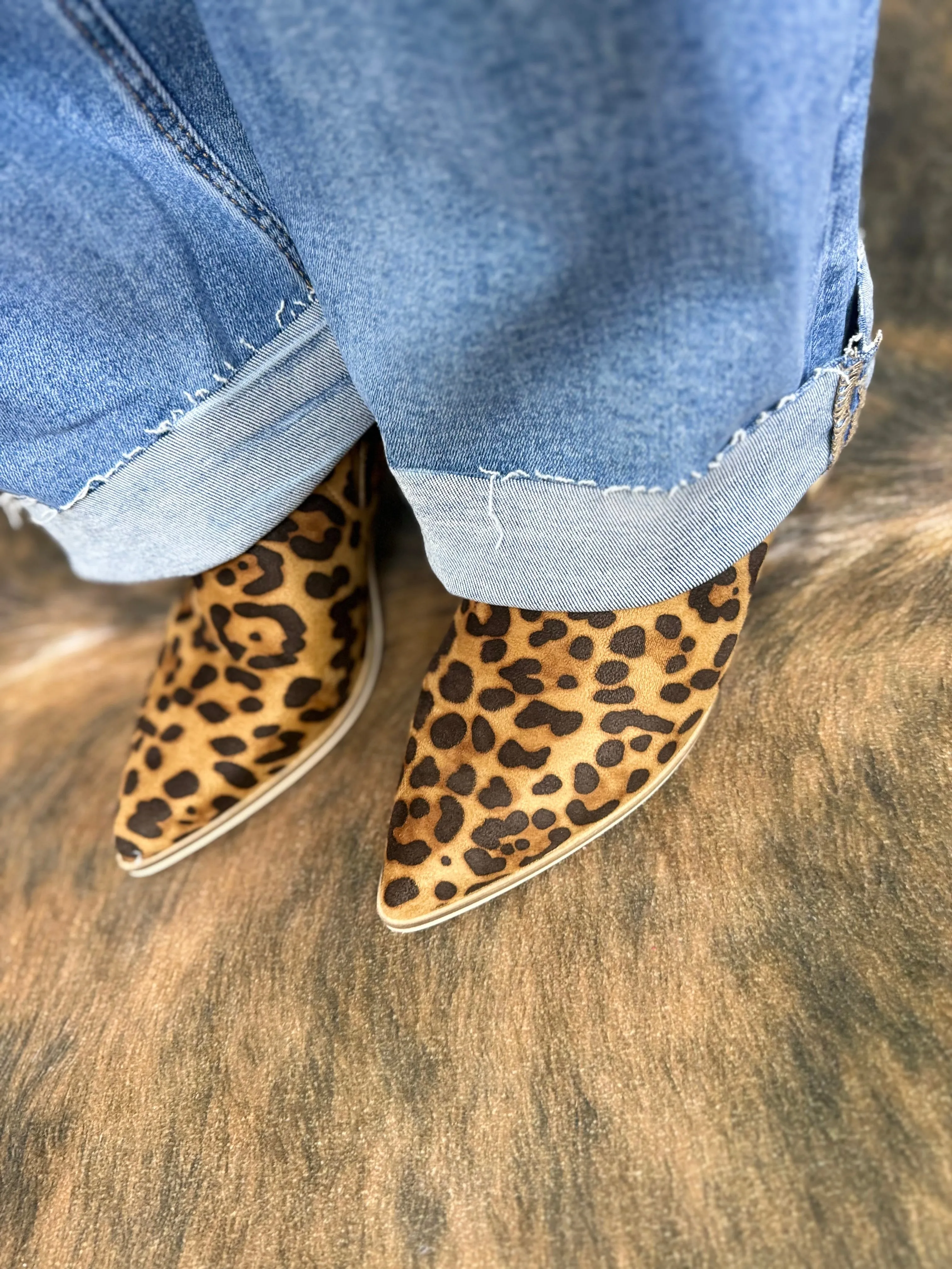 Suede Mule Heels - LEOPARD