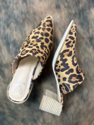 Suede Mule Heels - LEOPARD
