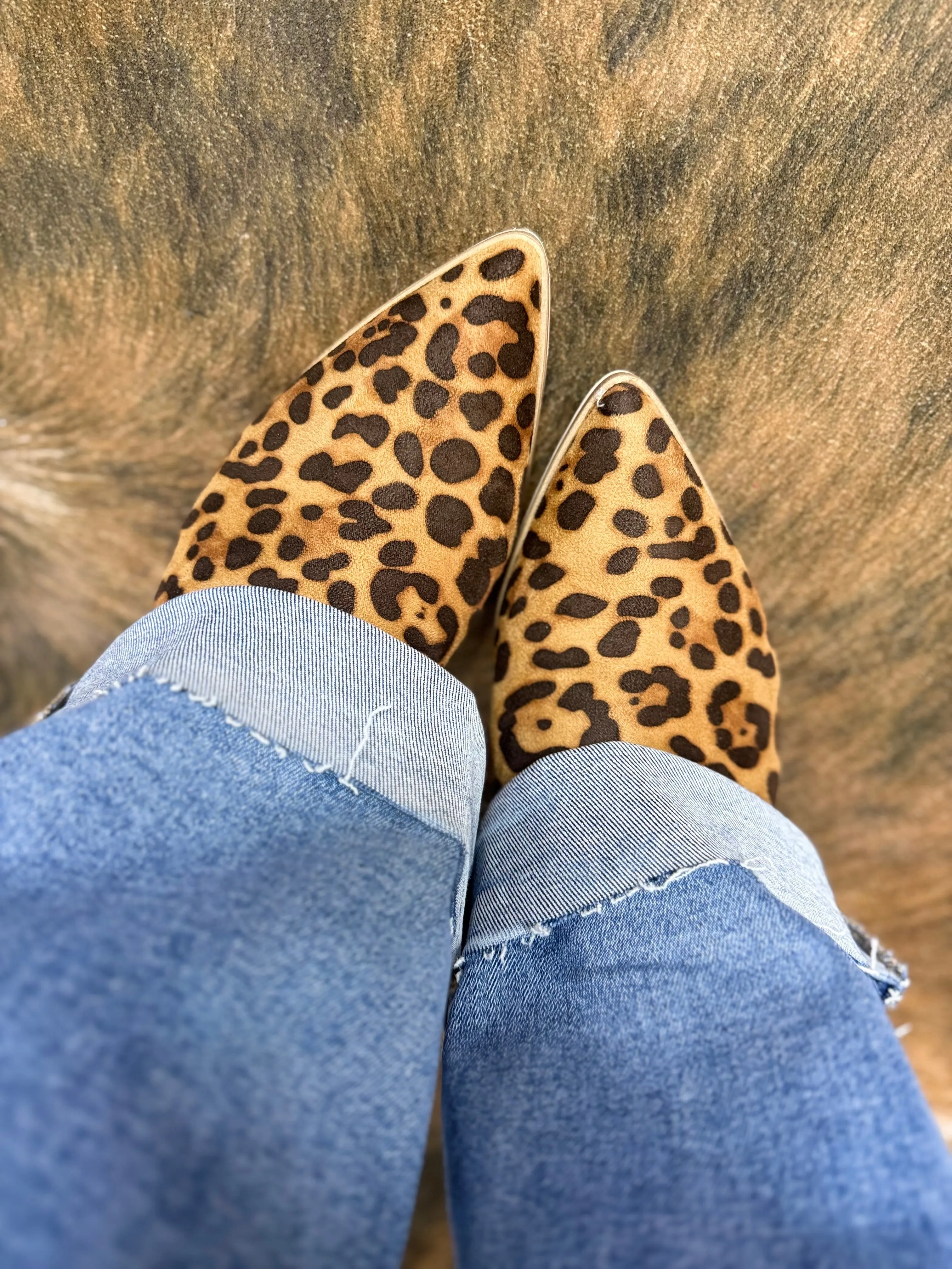Suede Mule Heels - LEOPARD