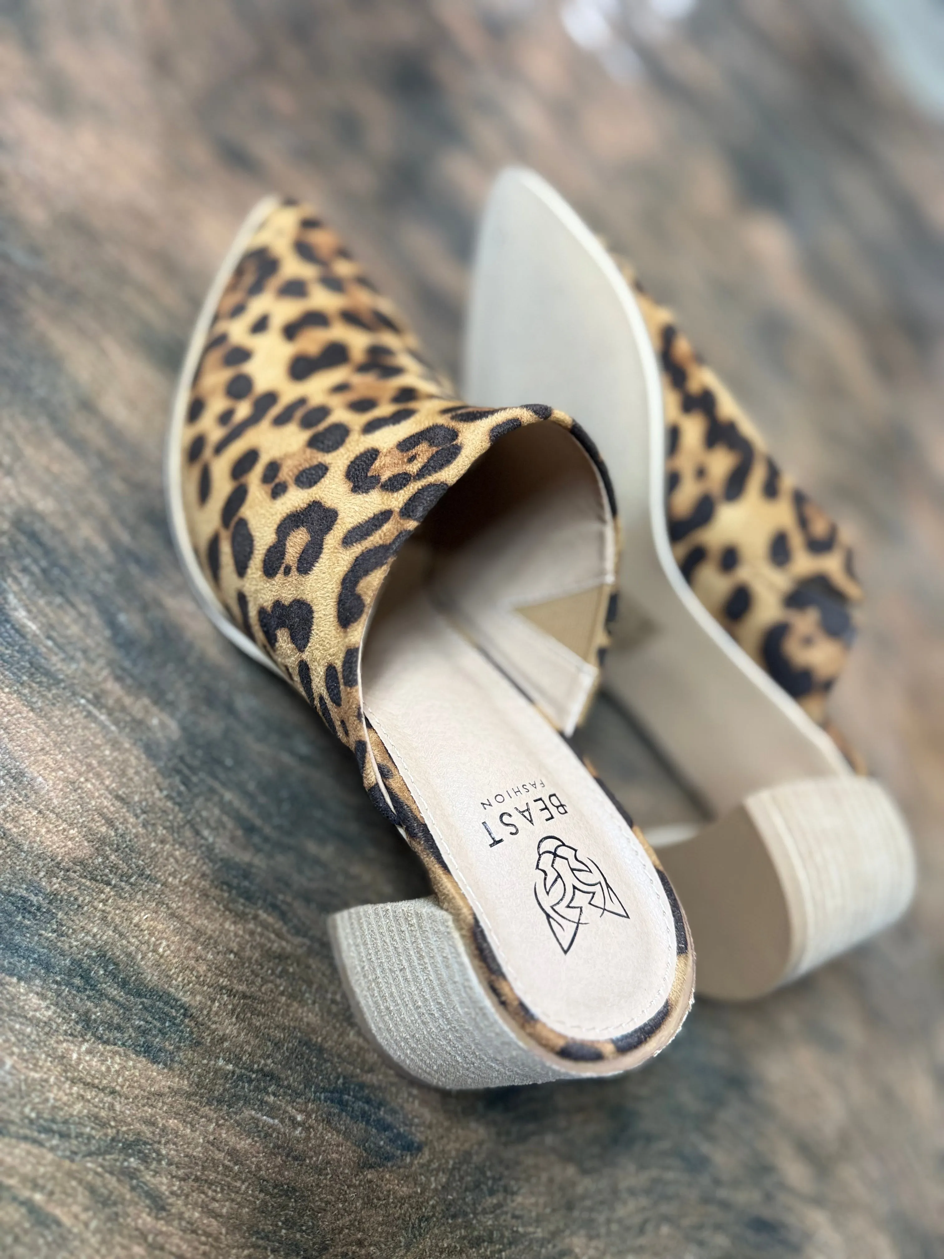 Suede Mule Heels - LEOPARD