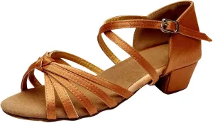 Summer Women Low Heel Sandals Satin Latin Dance Shoes Fashion Cross Straps Open Toe Ballroom Performance Dancing Wedding Shoes