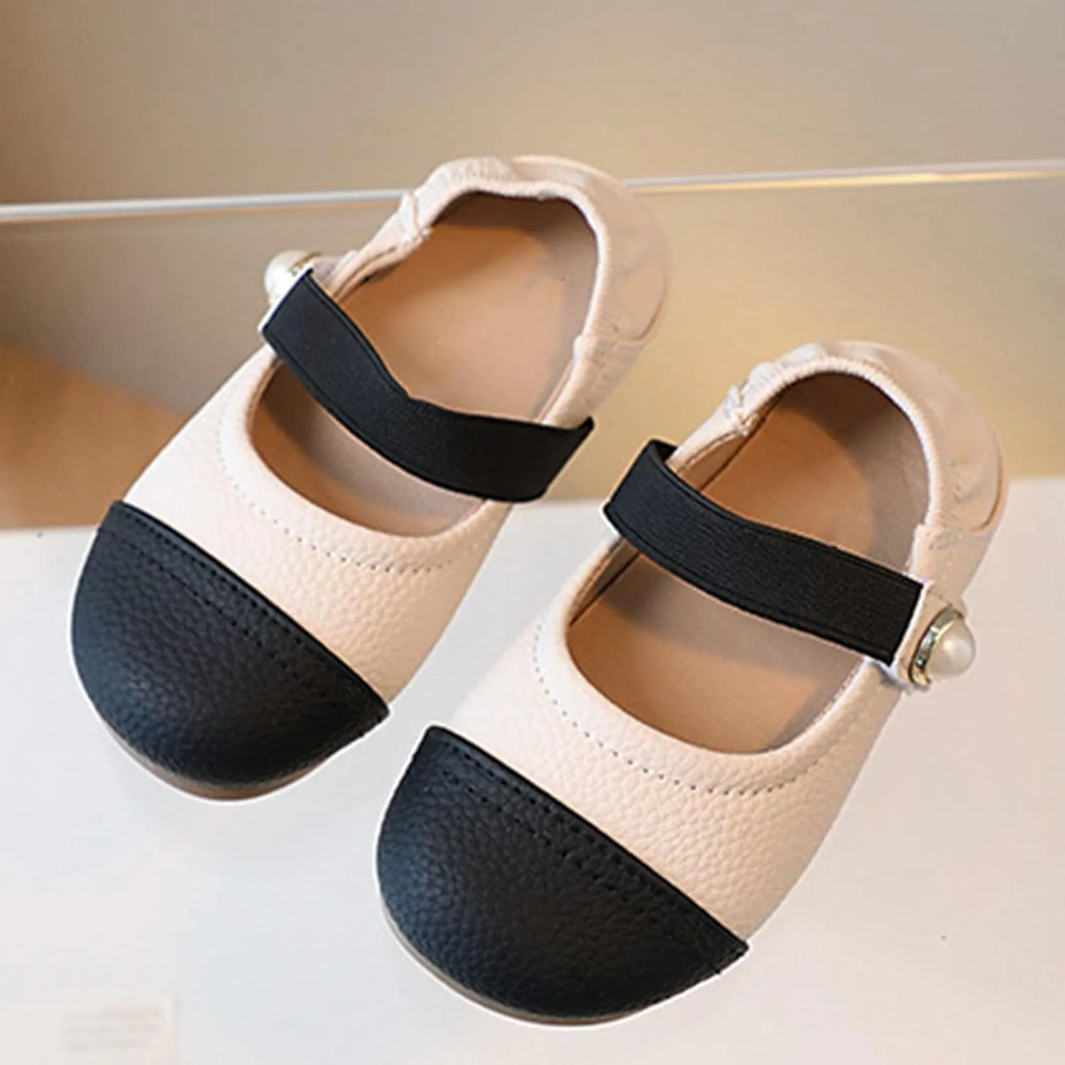 Toddler Baby Dress Shoes School Shoes for Girls Color Block Mary Jane Ballet Flats Flower Party Wedding Shoes