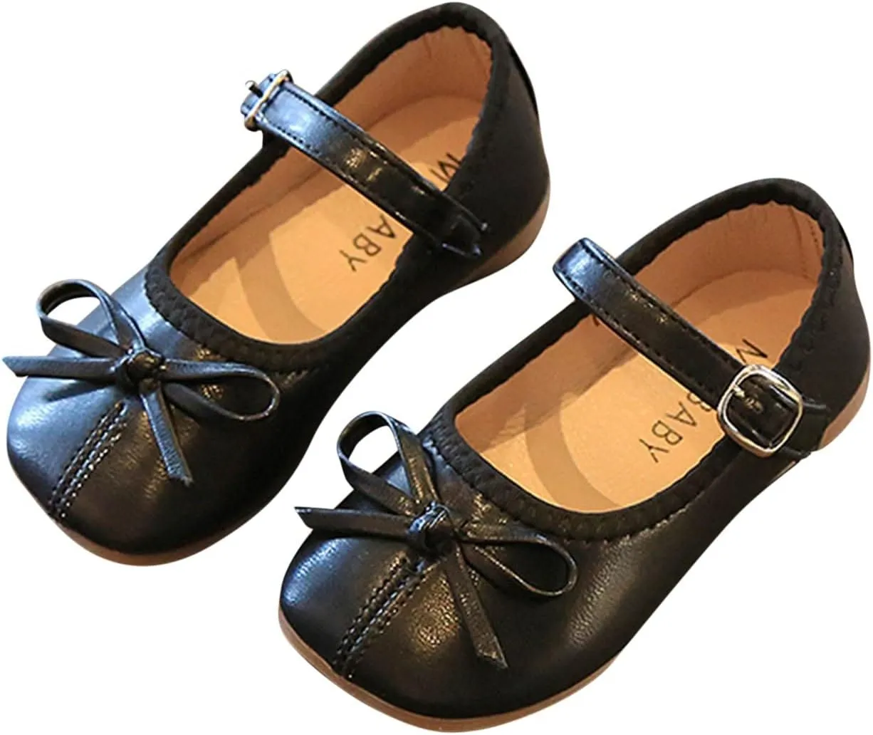 Toddler Girls Dress Shoes Bow Slip On Mary Jane Ballet Flats Girl School Party Wedding Shoes School Girl Shoes