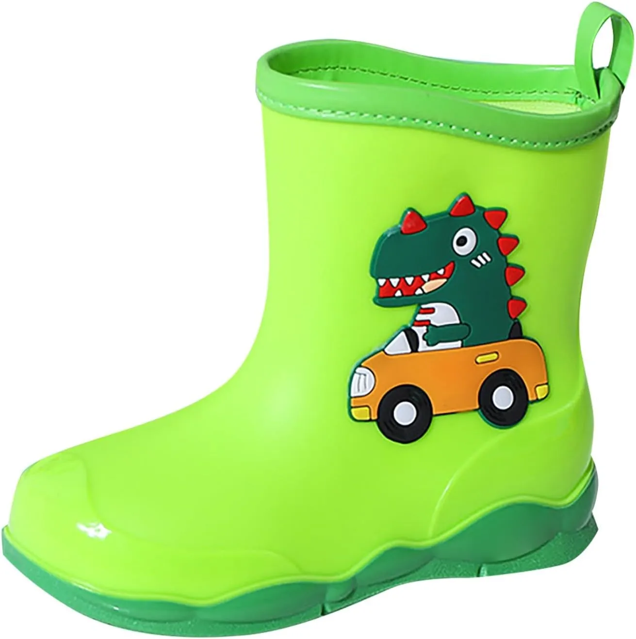 Toddler Kids Waterproof Cute Cartoon Dinosaur Printed Rain Boots Patterns Rubber Boots for Little Boys Toddler Shoes
