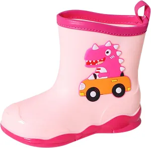 Toddler Kids Waterproof Cute Cartoon Dinosaur Printed Rain Boots Patterns Rubber Boots for Little Boys Toddler Shoes