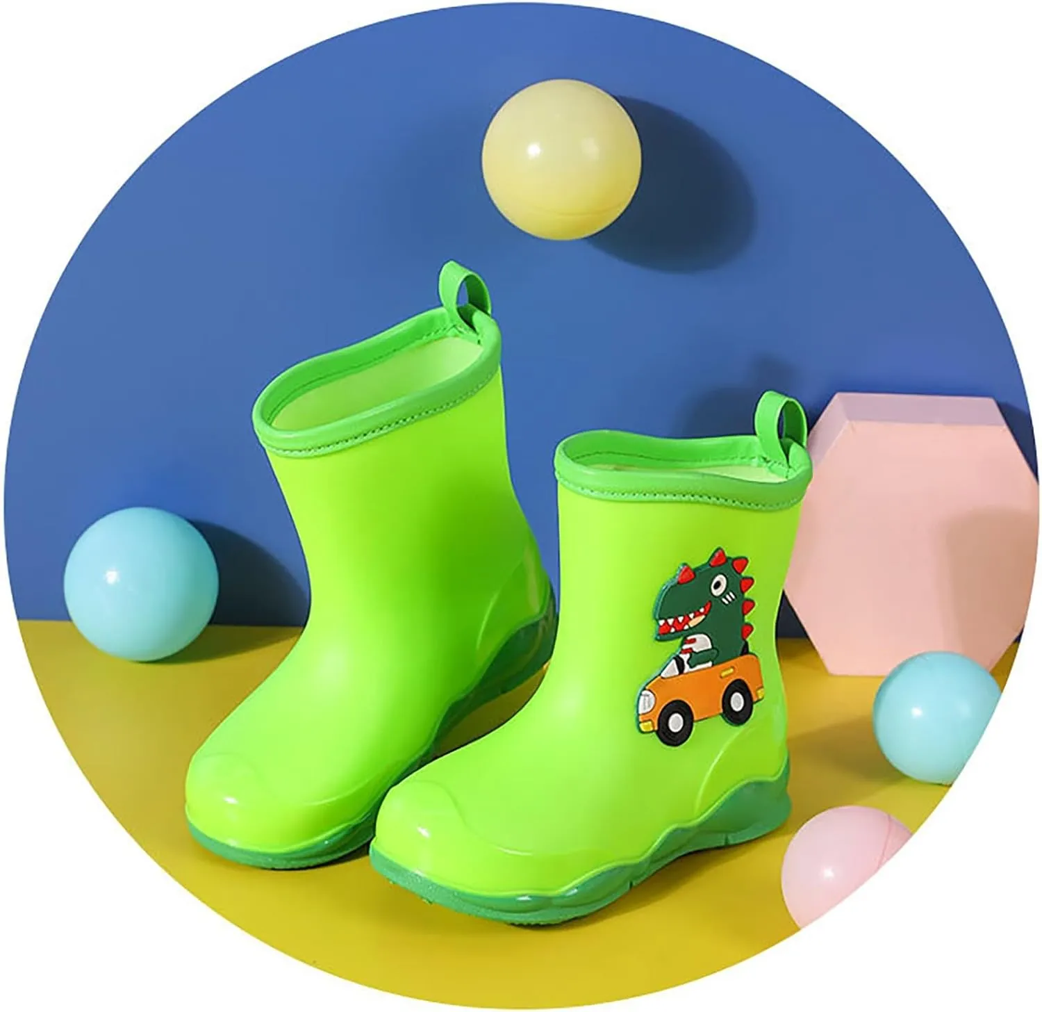 Toddler Kids Waterproof Cute Cartoon Dinosaur Printed Rain Boots Patterns Rubber Boots for Little Boys Toddler Shoes
