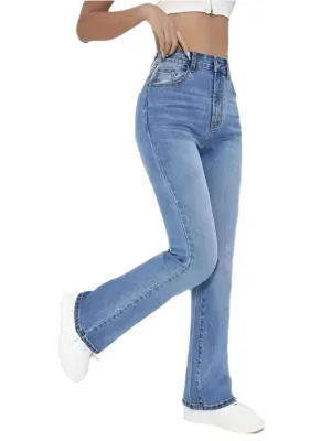Trendy High-Waist Slimming Straight-Leg Jeans – European & American Casual Chic