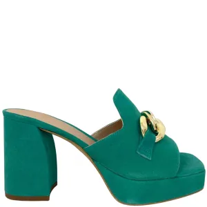 Unisa Oberon Green Suede Leather Chunky Mules