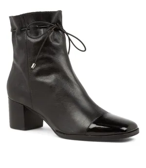 Valina Black Patent Leather Ankle Boots