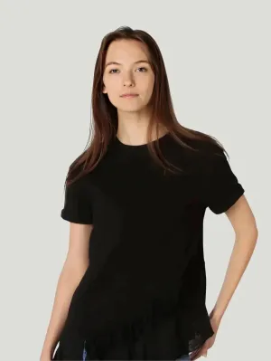 Women’s Asymmetrical Ruffle Top | Premium Black Fabric | Stylish & Versatile Casual Wear | One Posh Closet