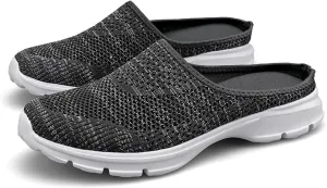 Womens Backless Walking Sneakers Summer Slip-on Mule Shoes Breathable Slippers Closed Toe Slides Comfort Walking Shoes