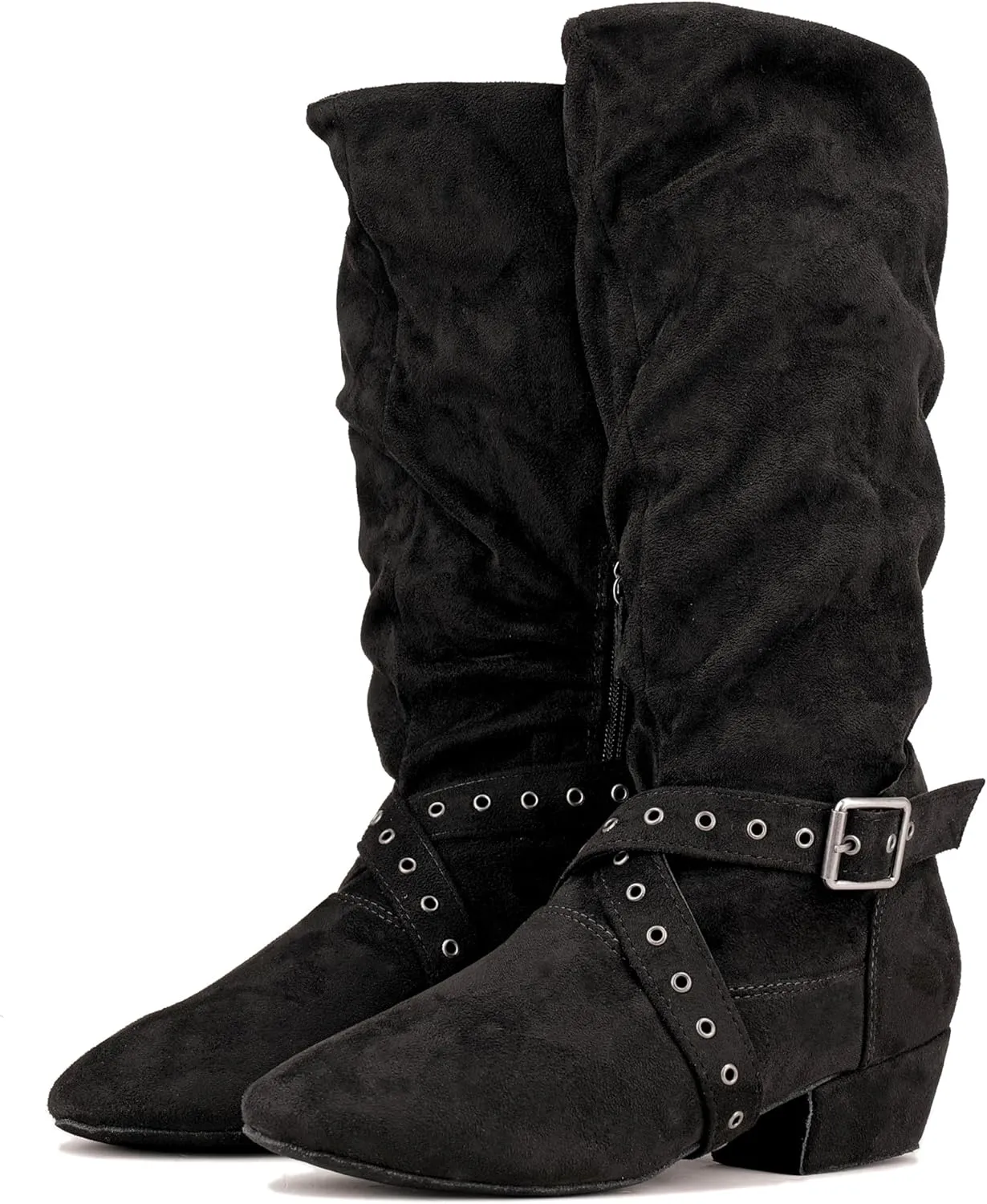 Women's Indoor Suede Salsa Leather Sole Ballroom Dance Shoes Urban Charm West Coast Swing Line Dance Boots