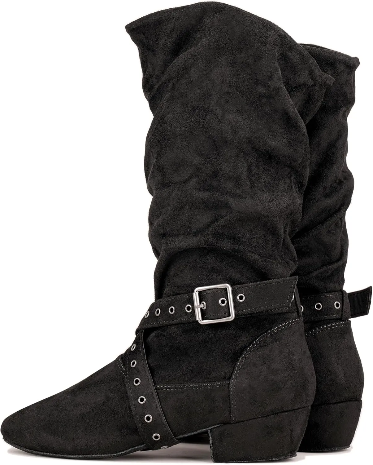 Women's Indoor Suede Salsa Leather Sole Ballroom Dance Shoes Urban Charm West Coast Swing Line Dance Boots