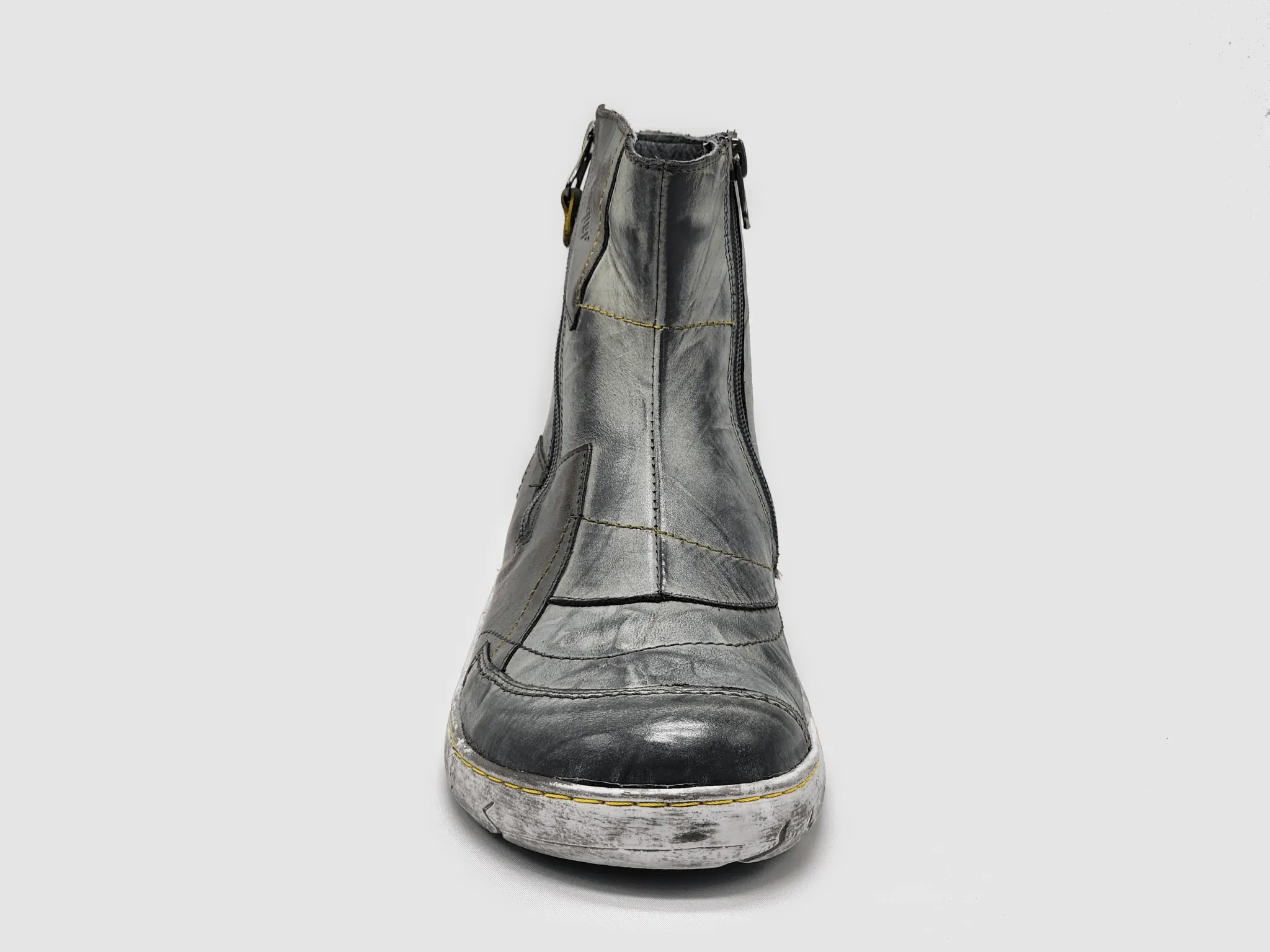 Women's Original Wool-Lined Zip-Up Leather Boots - Grey/Yellow