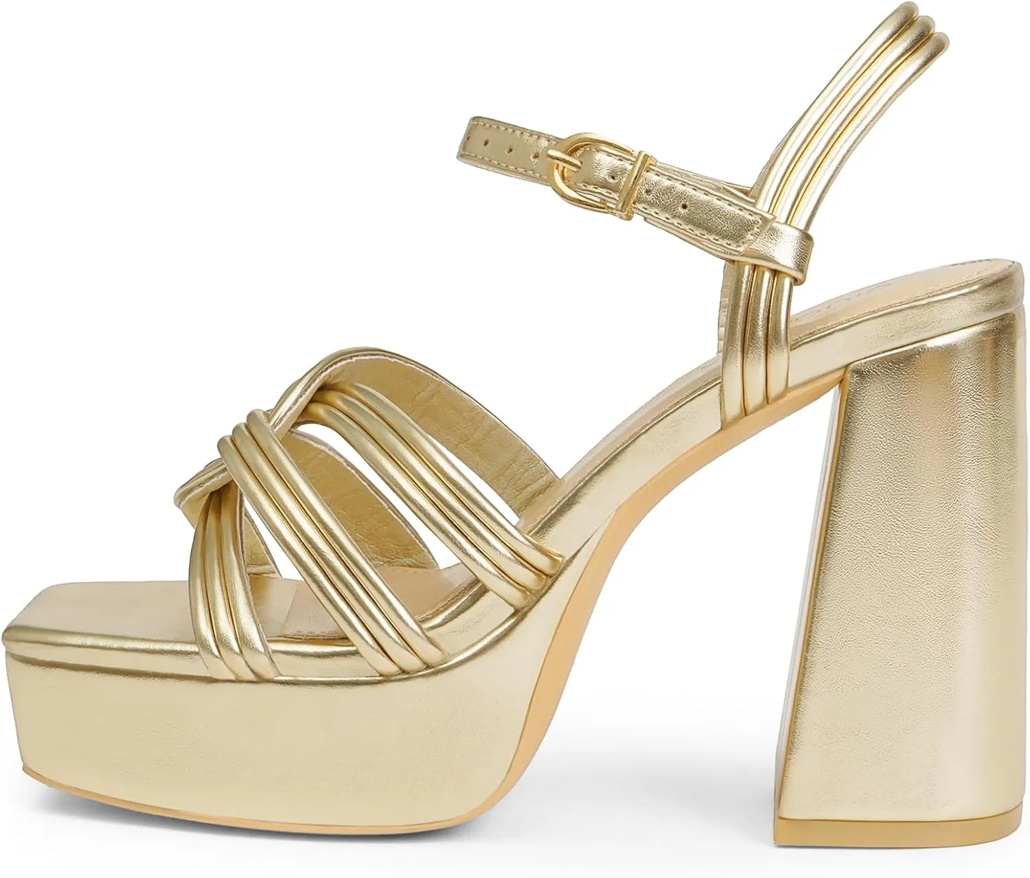 Womens Platform Chunky High Heels Square Open Toe Sandals with Ankle Strap y2k Shoes for Party, Prom