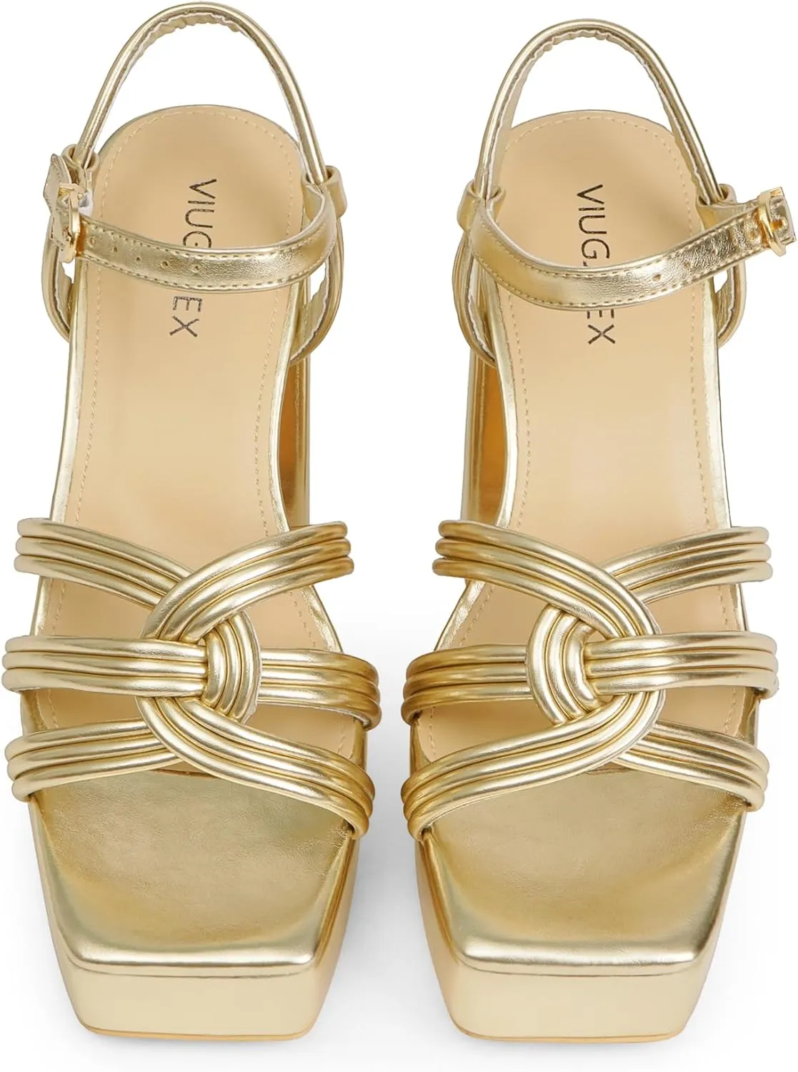 Womens Platform Chunky High Heels Square Open Toe Sandals with Ankle Strap y2k Shoes for Party, Prom