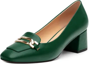 Women's Pumps Low Chunky Block Heel Square Toe Slip On Comfortable Dress Shoes for Work Office Casual