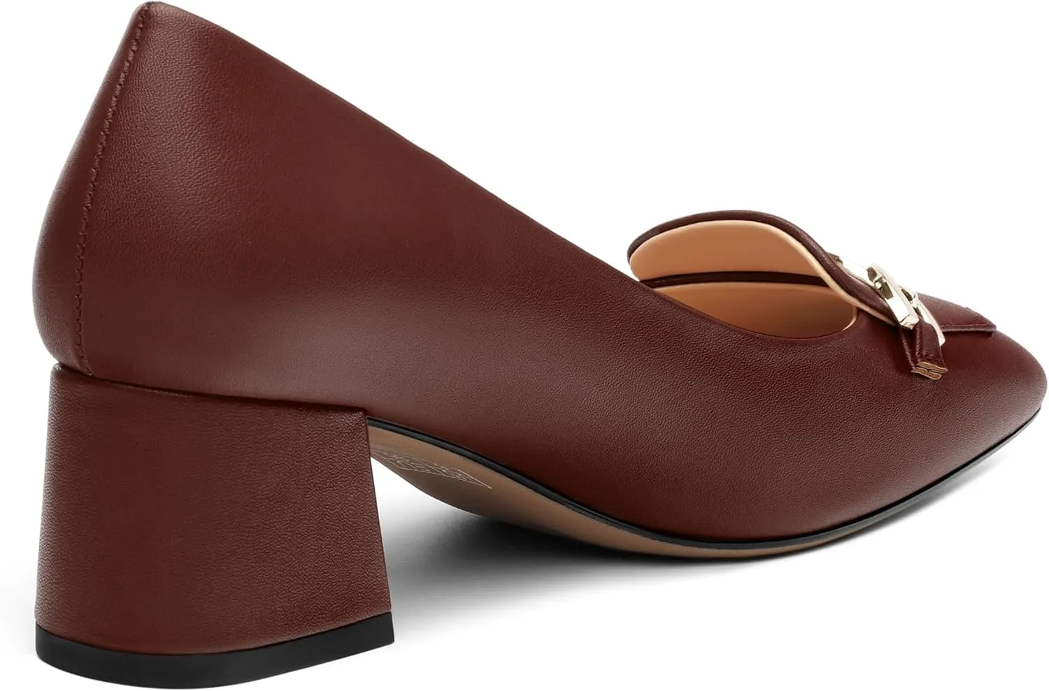 Women's Pumps Low Chunky Block Heel Square Toe Slip On Comfortable Dress Shoes for Work Office Casual