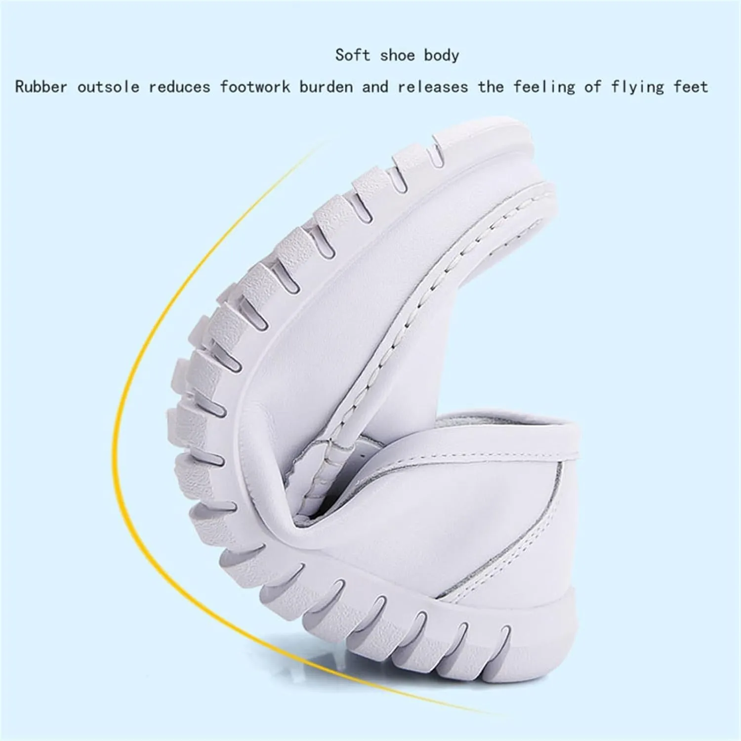 Women's Slip on Breathable Working Soft Bottom Flats Leather Nurse Shoes, Casual Air Cushion Slip Resistant Non Tiring Feet Loafer, for Medical Workers, Doctors, Restaurant Work
