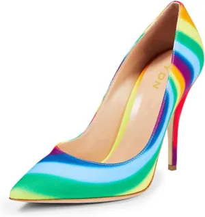YDN Women's Chic Pointed Closed Toe Mid Heel Pumps Slip on Stiletto Slide Dress Shoe for Party Prom Size 4-15 US