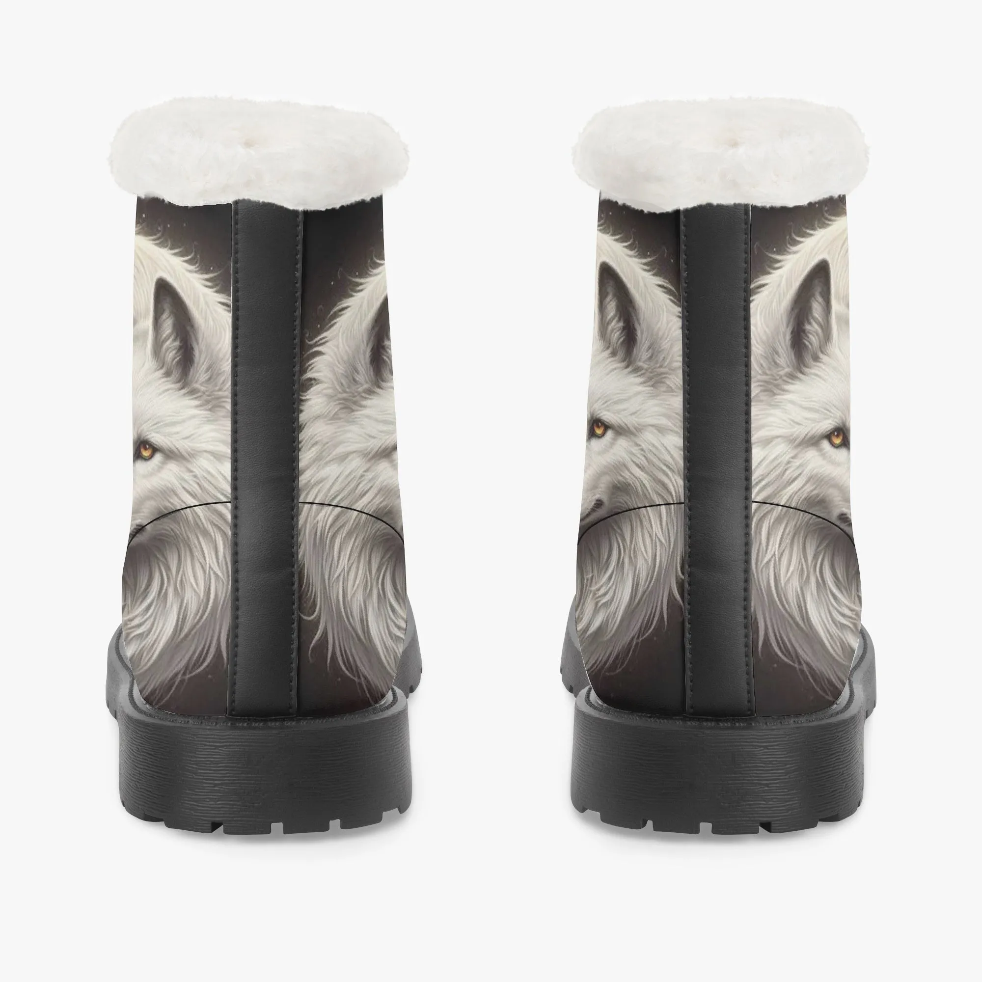 Yin Yang Wolves Faux Fur Leather Boots