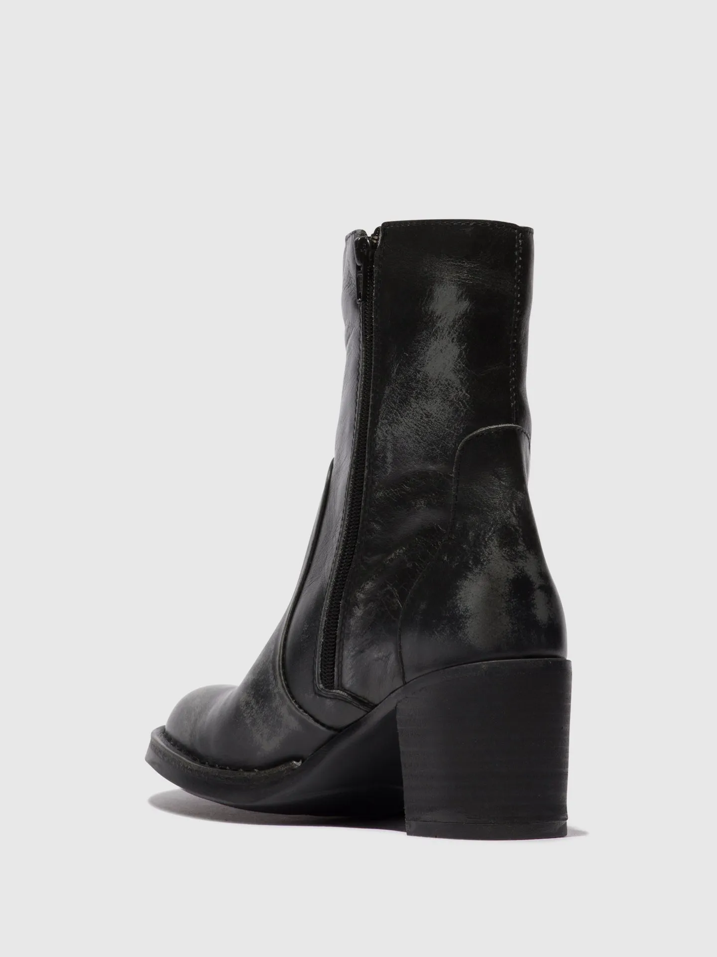 Zip Up Ankle Boots BECY097FLY ANTHRACITE