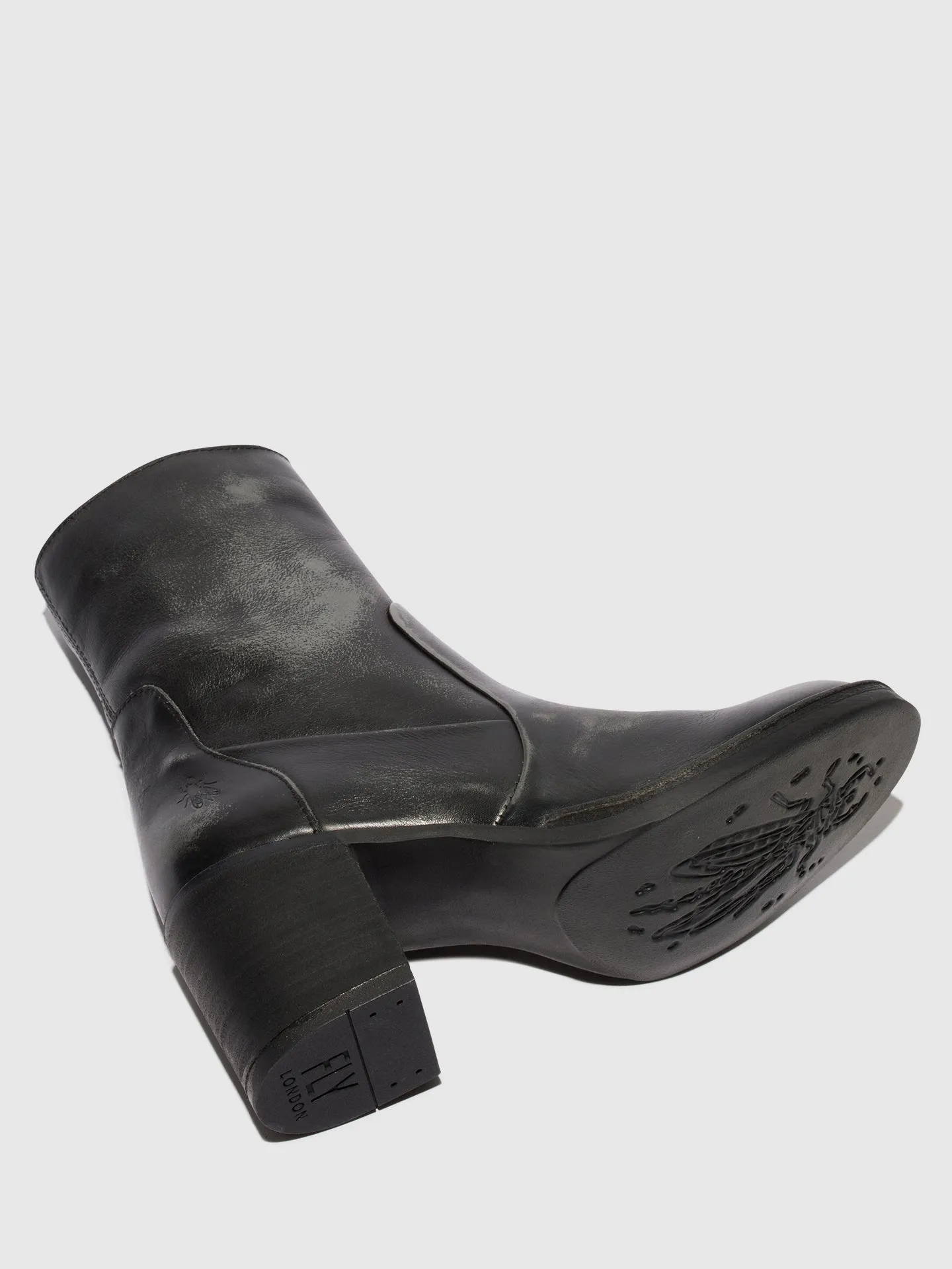 Zip Up Ankle Boots BECY097FLY ANTHRACITE